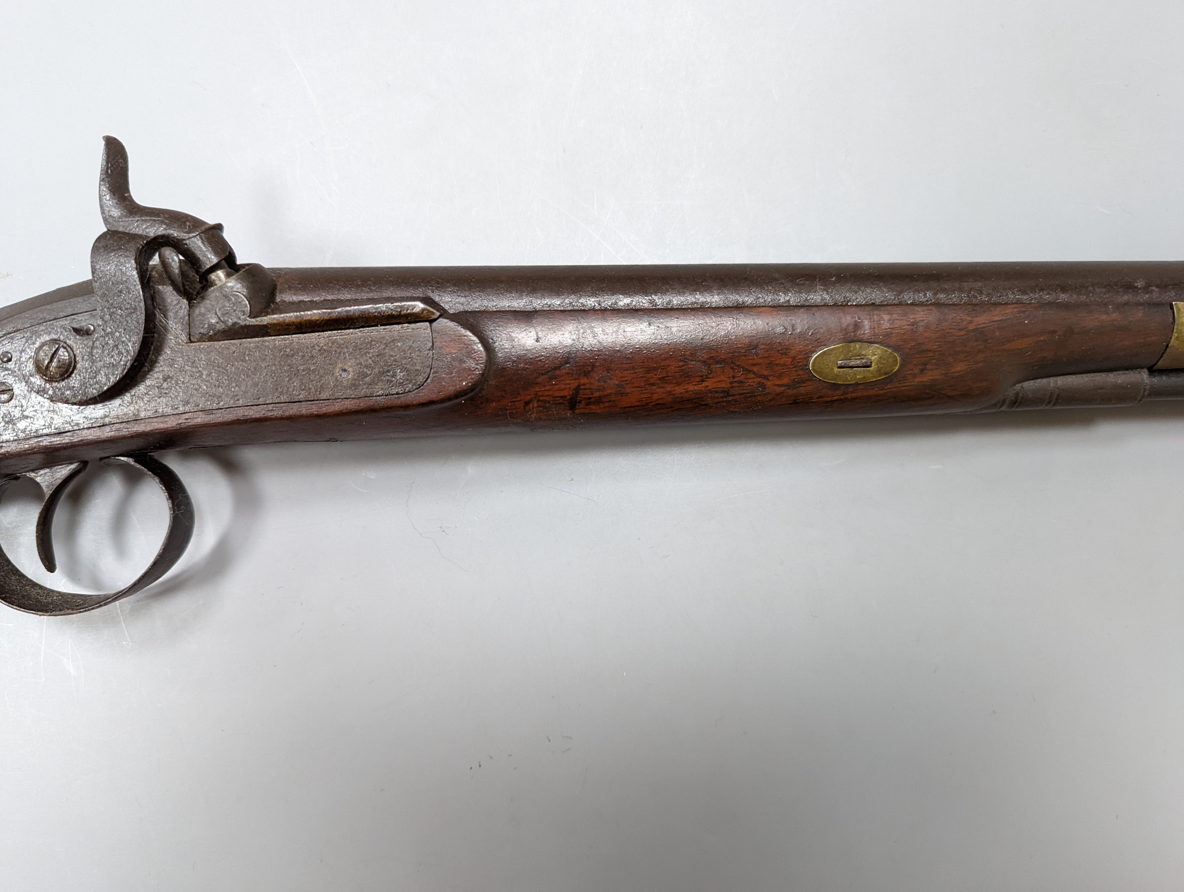 A late 19th/early 20th century percussion cap musket,115 cms long.